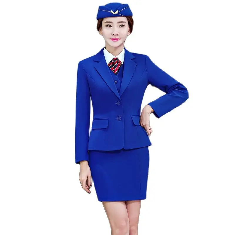 Lenshin Gray 4 Piece Set Office Ladies Skirt Suit Uniform Designs Women