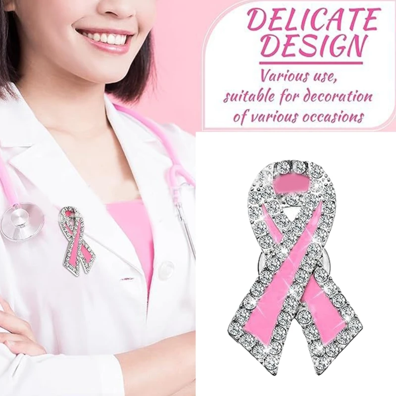 

Womens Jewelry Pink Ribbon Brooch Pins Breast Cancers Awareness Lapel Pins