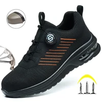 New Men's Rotary Buckle Safety Shoes Anti-Impact Anti-Piercing Lightweight Work Boots Fashion Sporty Design for Outdoor Pro