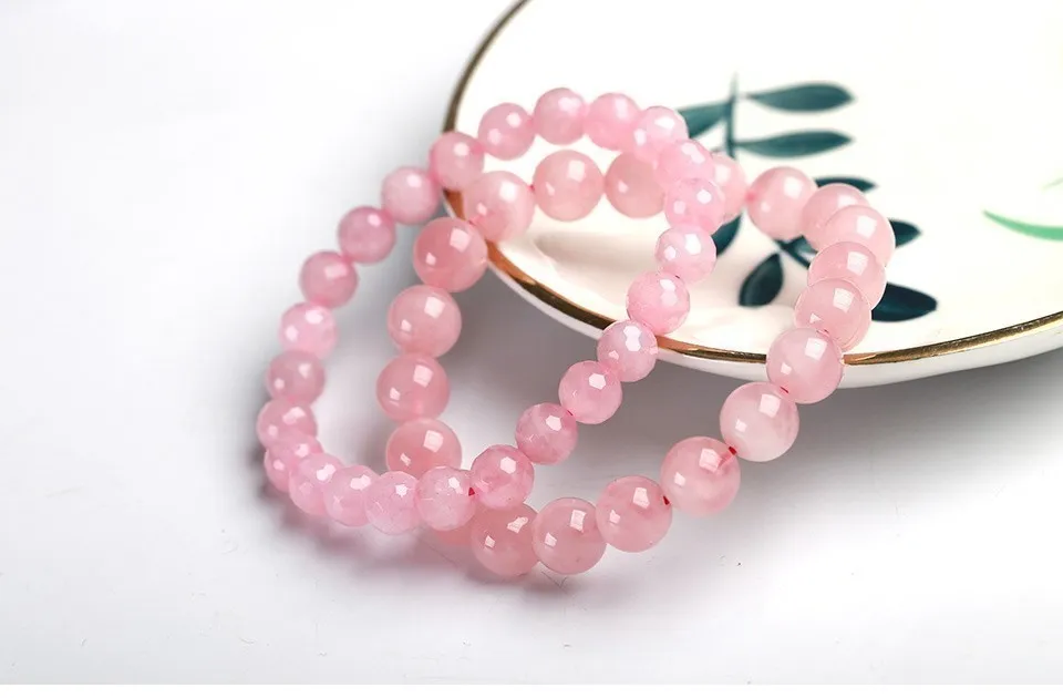 JD 5A Madagaskar Natürliche Rose Quartz Perle Armband Frauen Mädchen Mode Stein Handgemachte Festigkeit Yoga Healing Energie Schmuck Geschenk – Detail 1