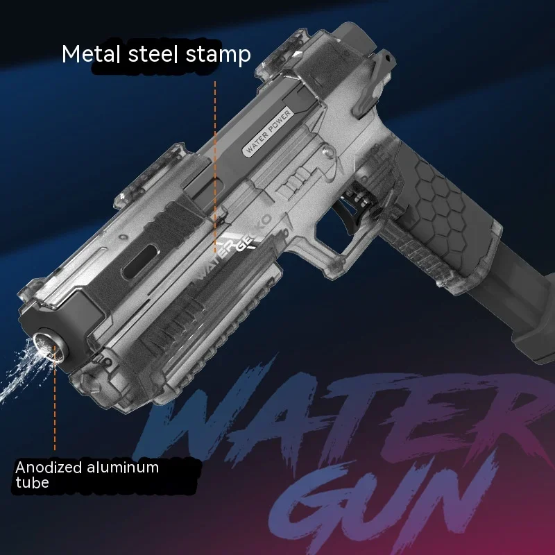 Water Gun 2024 New Gatling Mechanical Boy Electric Toy Outdoor Interactive Battle Toy Summer Fully Rechargeable Long-Range 3