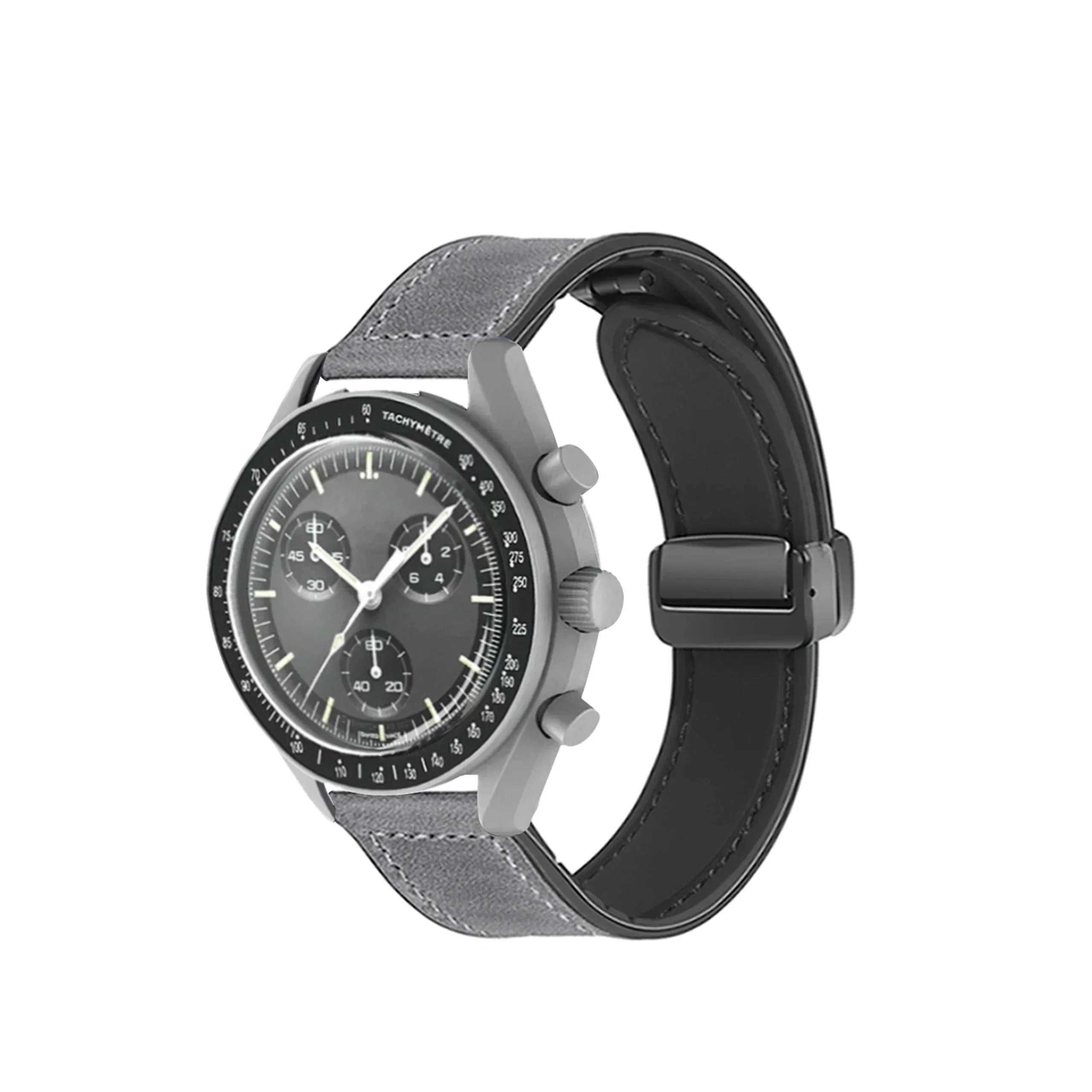 Premium 20mm Silicone Leather Strap with Magnetic Buckle and Quick Release
