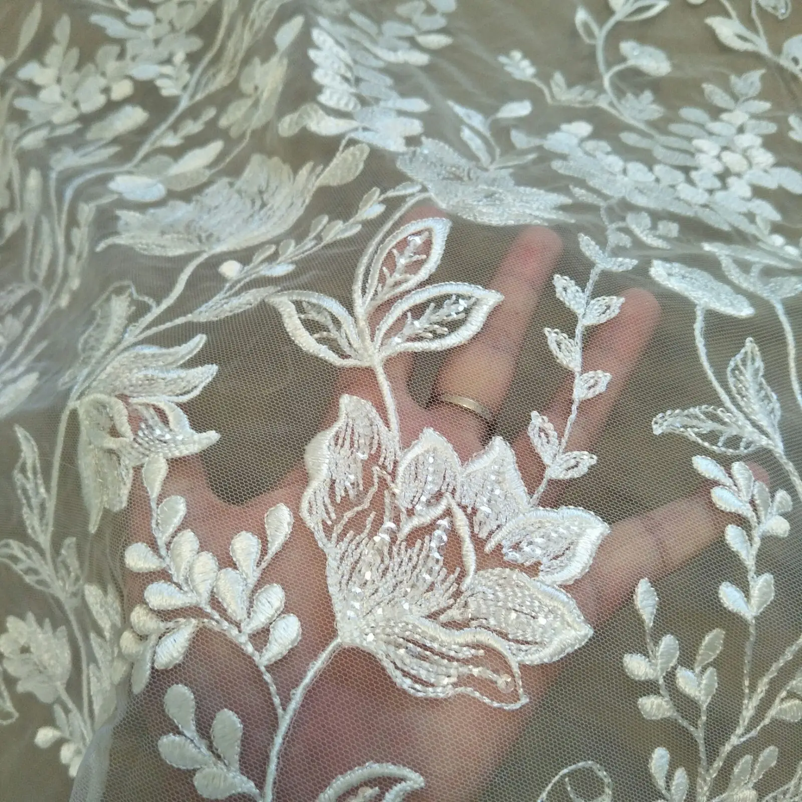 우아한 패션 신부 드레스 레이스 원단, 폭 130cm, 웨딩 드레스 원단, 장식 조각 레이스, 마당으로 판매