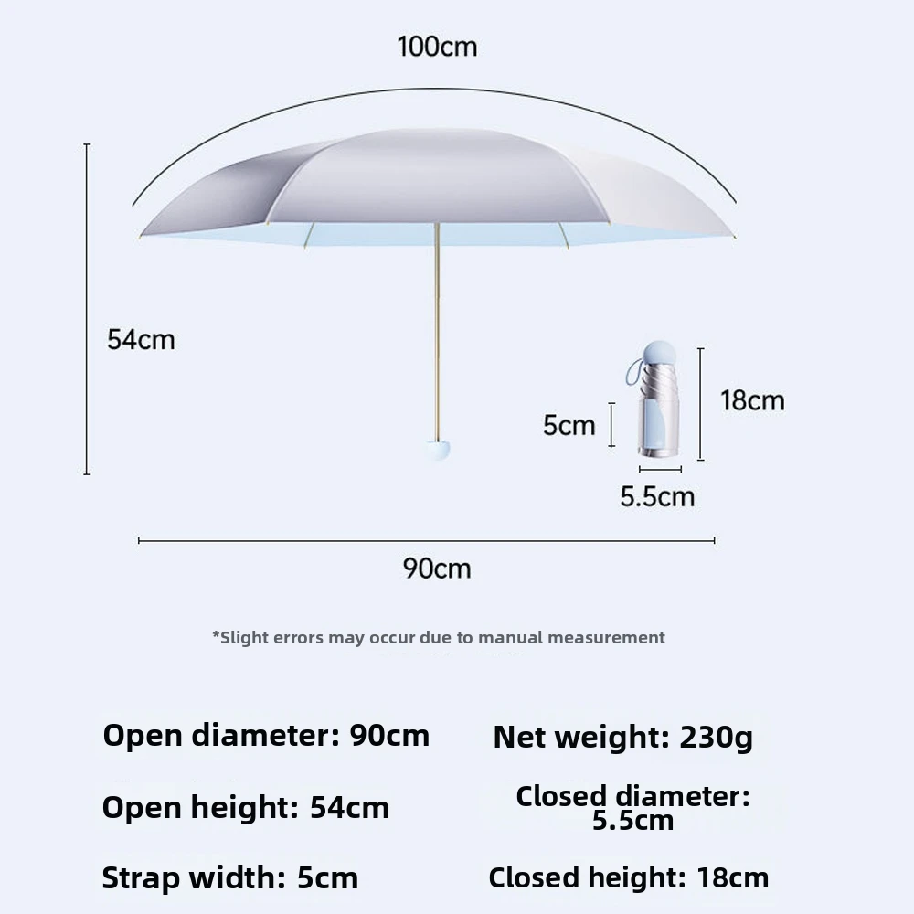 Titanium Silver UV Protection Sun and Rain Compact Folding Umbrella