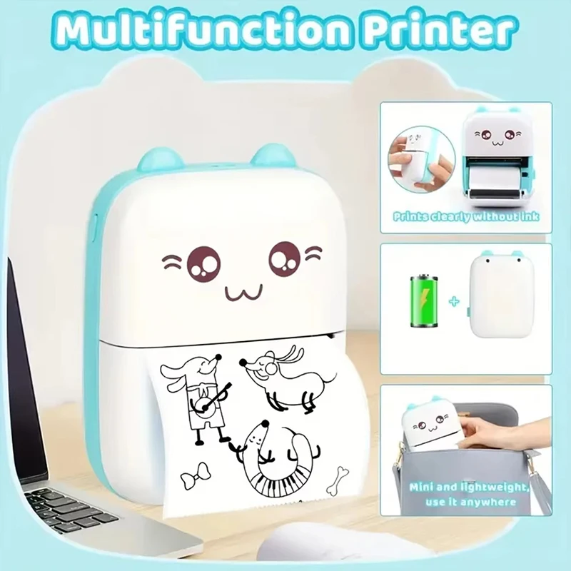 58mm Mini Portable Thermal Printer Wireless Bluetooth Mobile Pocket Photo Printer Memo Wrong Question HD Printing With USB Cable - 3