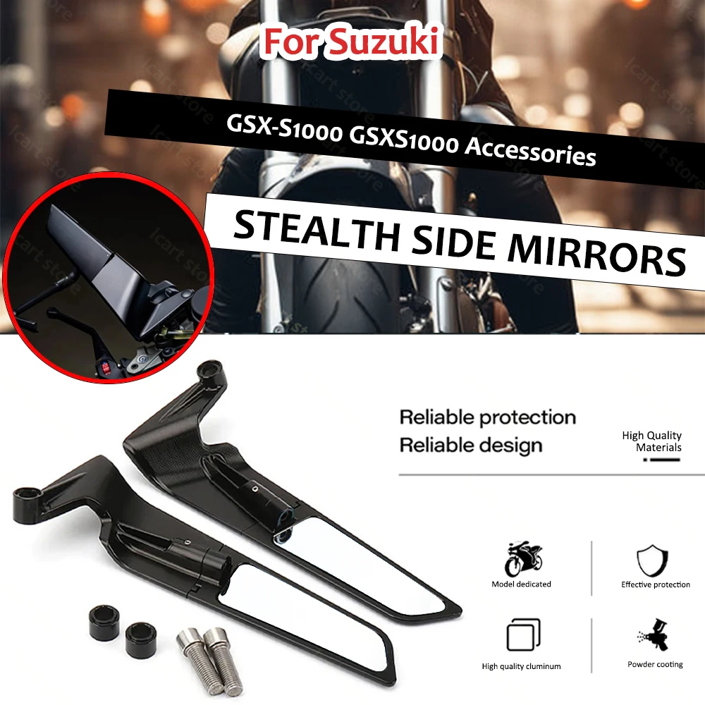

For Suzuki GSX-S1000 GSXS1000 Accessories Stealth Mirrors Sports Winglets Kit Adjustable Mirrors Wing Mirrors