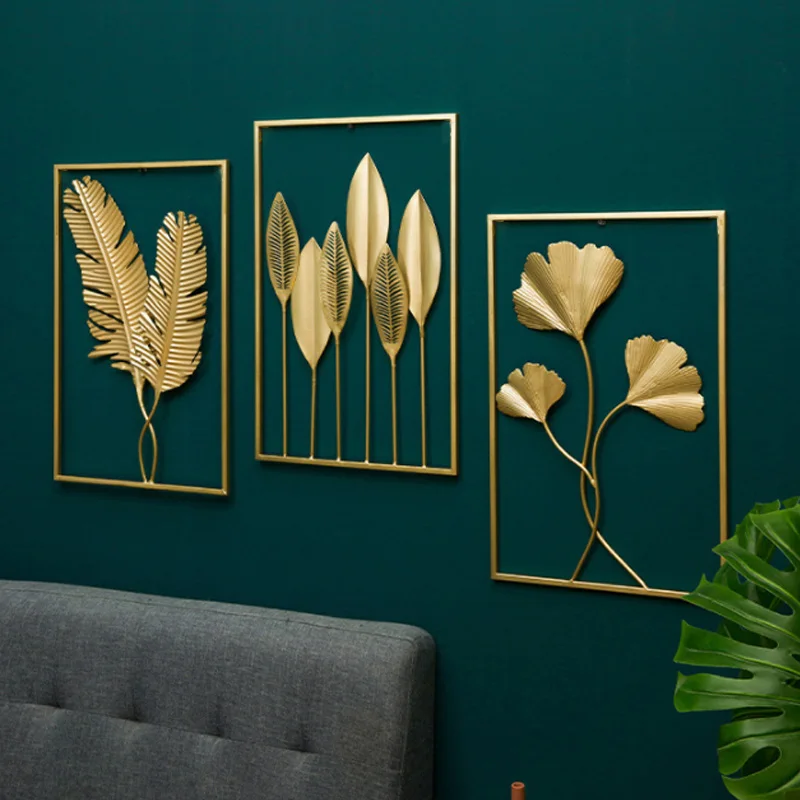 

1PC Nordic Leaf Shape Wall Decoration Iron Ginkgo Leaf Wall Hanging Ornaments Living Room Bedroom Home Decor Wall Mural Gift