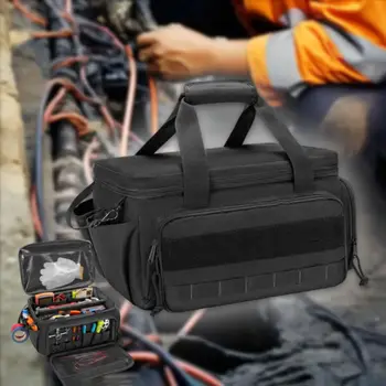 Borsa Porta Attrezzi con Manico Comodo, Colore Nero, Base Imbottita Spessa, Borsa da Lavoro Multifunzionale, Facile da Trasportare