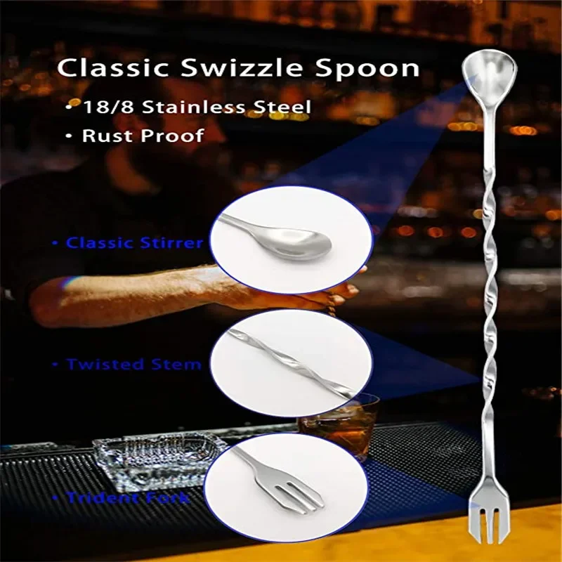 Description Picture 6 of item8 Inch Cocktail Muddler and Mixing Spoon, Stainless Steel Cocktail Muddler Home Bar Bartender Tool Barware Set