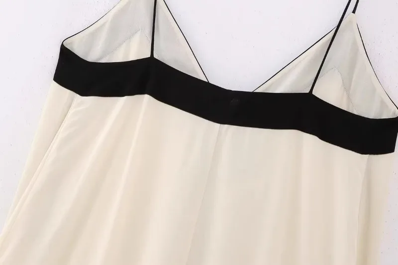 V Neck Backless Maxi Dresses For Women Color Block Slim Sexy Sundress Femme Street Fashion Party Temperament Dress Woman