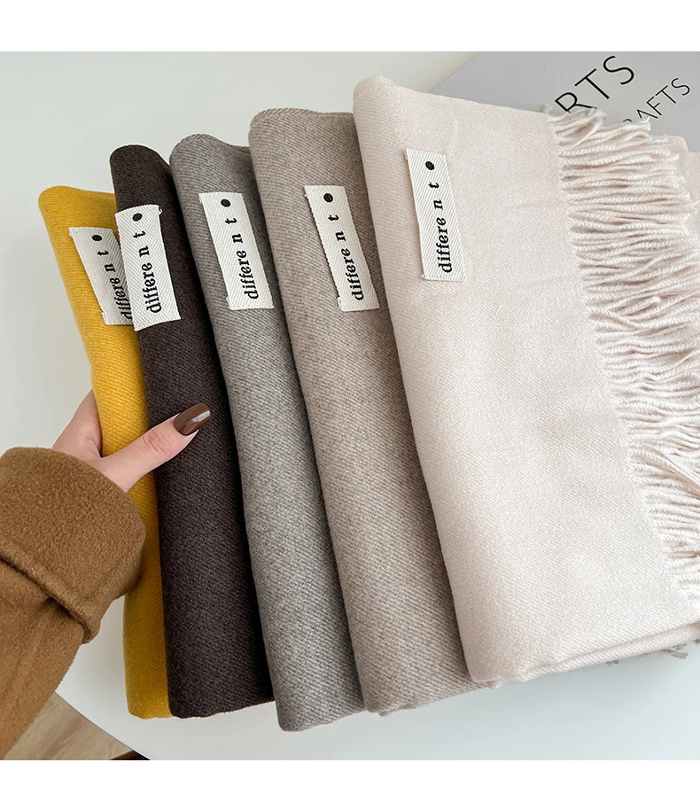 Marke Für Frauen Männer Einfarbig Plain Echt Wolle Schals Weibliche Winter Warme Hals Schal Kaschmir Schal 2023_voghion.com