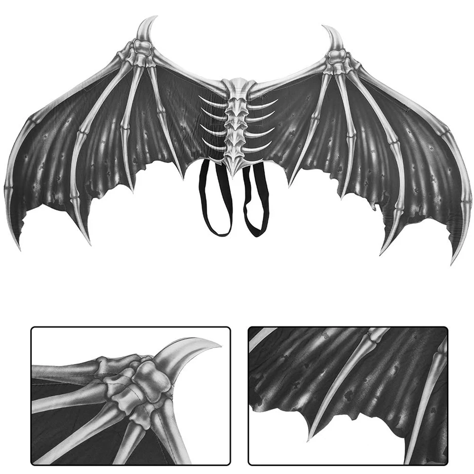 Demon Bone Wings with Straps Foldable Wings Halloween