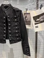 Chaqueta Mujer métal Double boutonnage col montant conception Denim veste haut Denim femmes vêtements pardessus américain vêtements d'extérieur 5