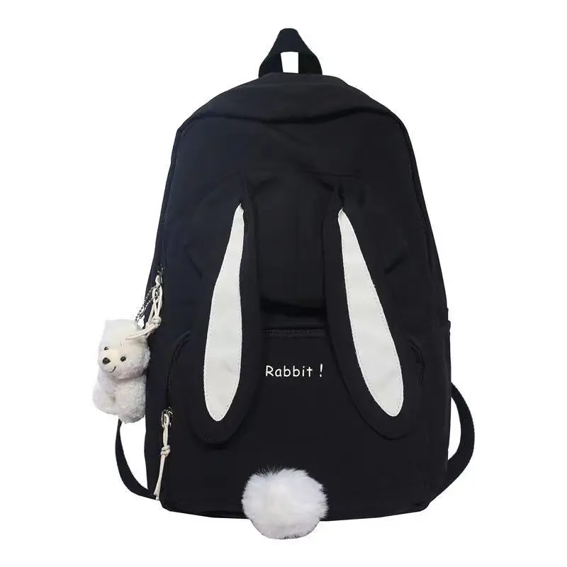 Cute Rabbit Ear Backpack for Teen Girls School Backpack Female Large Capacity Kawaii School Daypack Nylon Casual Student Bookbag