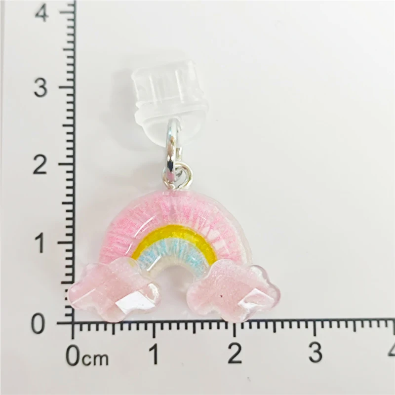 1/5Pcs 전화/Type-C 전화 먼지 플러그 용 귀여운 핑크 꽃 레인보우 전화 인터페이스 먼지 플러그 DIY 액세서리