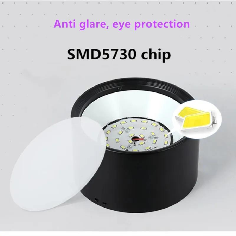 9W12W15W18W20W24W 표면 장착형 LED 통 SMD5730 칩 디밍이 가능한 눈부심 방지 천장 조명 스포트라이트 90V-240V 실내 조명