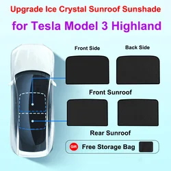 Enhanced Ice Cloth Sun Shade with Buckle for Front and Rear Sunroof Skylight (M3 Highland Black)