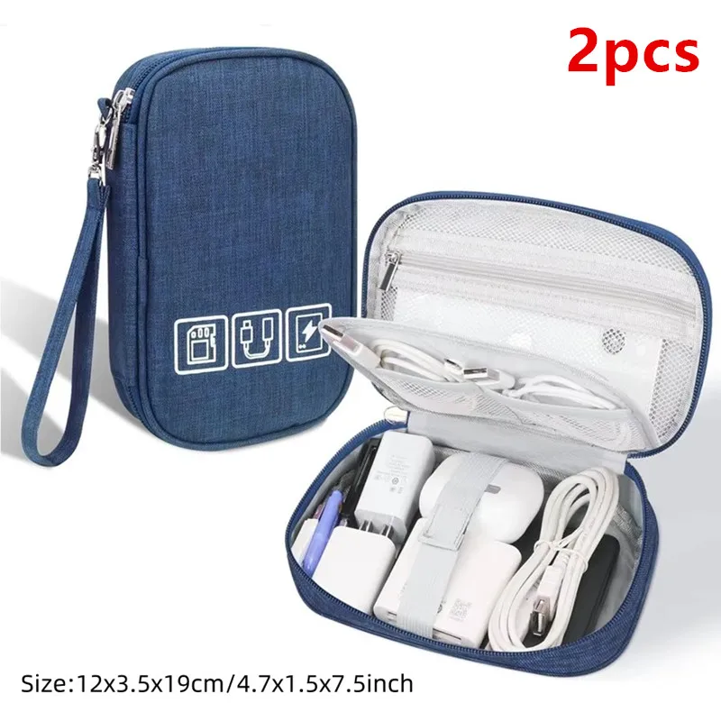 Compact Waterproof Electronics Organizer - Portable USB & Cable Storage Pouch