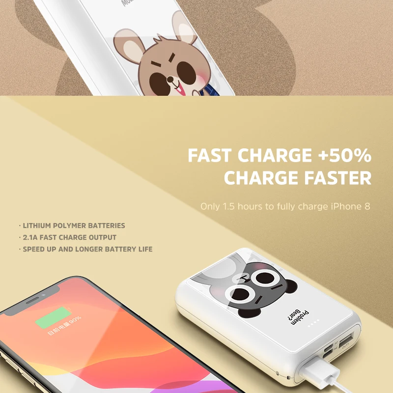 powerbank for phone Mini Power Bank 10000mAh 5000mAh Cute Bear Rabbit Cat Poverbank External Battery Portable Powerbank for Xiaomi iPhone Huawei best portable phone charger