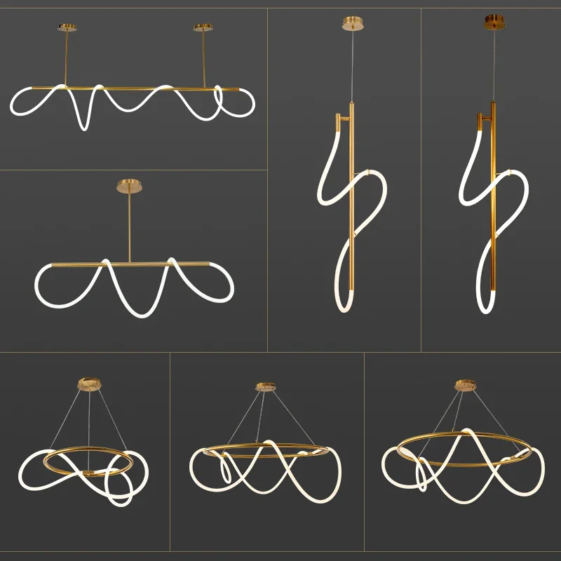 

Black White Chrome Golden Designer LED Hanging Lamps Chandelier Lighting Suspension Luminaire Lampen For Dinning Room