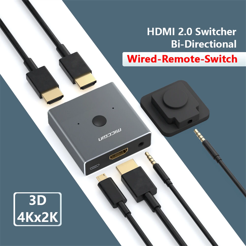 Switcher Compatibile Hdmi 4K 1X2 Mini 1 In 2 Out Wire Control Hd 2.0 Per Xbox 360 Ps4 Smart Android Hdtv Switch Adapter Spliter