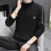 Fashion Stand Collar Spliced Embroidery Striped Sweaters Men's Clothing 2023 Winter Loose Knitted Casual Pullovers Korean Tops 4
