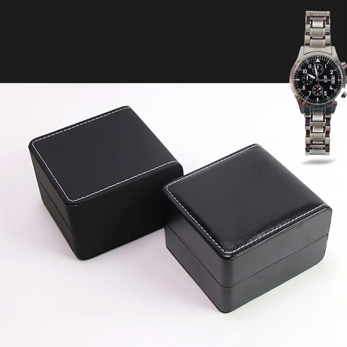 Watch Storage Box Watch Storage Pouch Watch Storage Bag Single Watch Gift Box Pillow PU Leather Wristwatch Display Case Organizer for Men Clamshell leather watchcase