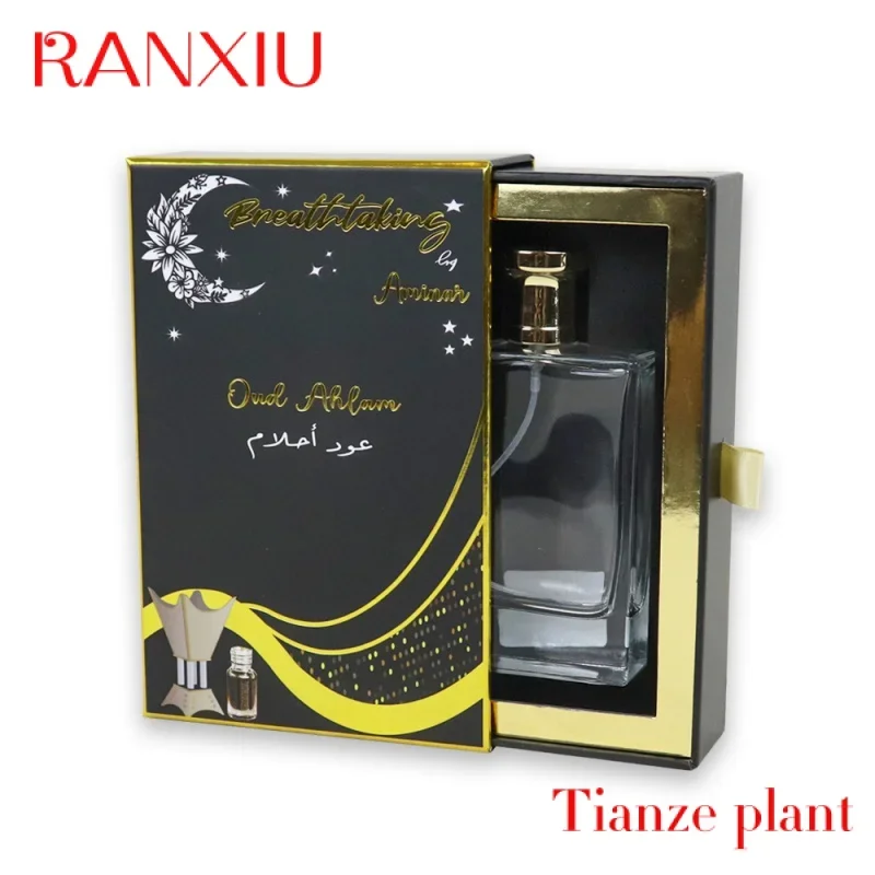 

Custom Luxury Cosmetics Perfume Bottle Packaging Boxes Custom Paper Drawer Perfume Gift Box With Logo Print