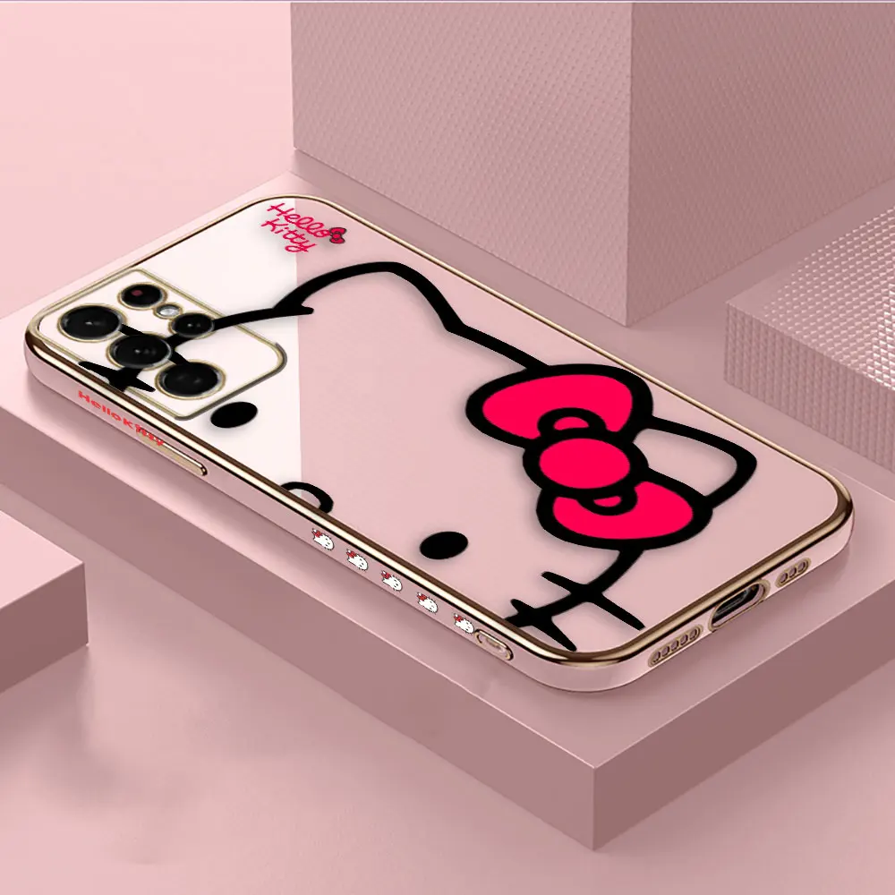 thumbnail image 1 of Smooth E-TPU Phone Case For Samsung Galaxy S24 S23 S22 S21 S20 FE S10 S9 A01 A02 A03 PLUS ULTRA 5G Case Pink Art Hello Kitty Cat, 1 of 5