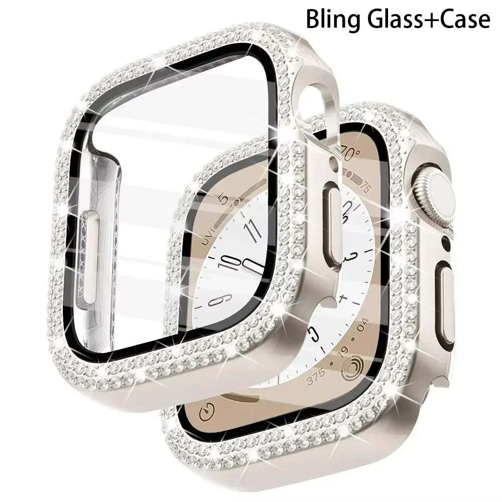 Luxury Diamond Hard PC Bumper with Screen Protector for Smartwatch - Bling Glass+Cover