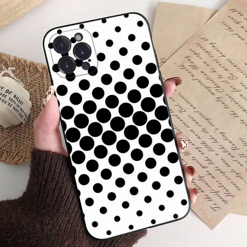Elegant Black and White Polka Dot Shockproof Non-Slip Phone Case Cover