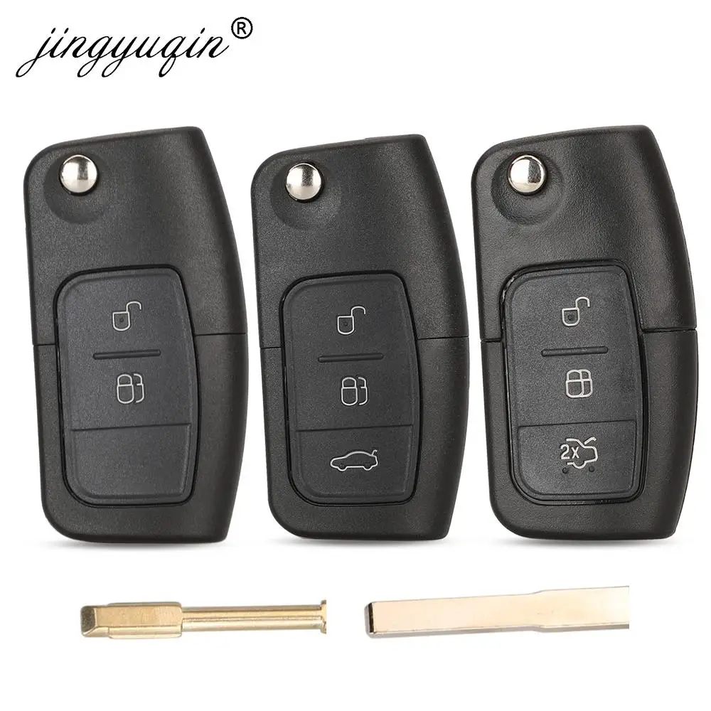 Enhanced Flip Folding Remote Car Key Shell - 3 Button Key Fob Case