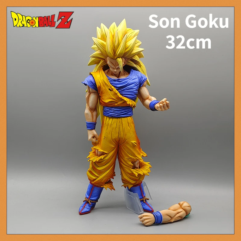 

Anime Dragon Ball Z Figure Son Figurine Replaceable Hands Super Saiyan 3 Goku Action Figures 32cm PVC Model Toys Gifts