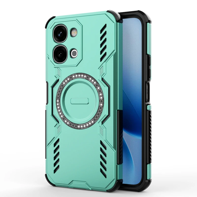 Rugged Hollow Heat Dissipation Armor Phone Case with Magnetic Shockproof Cover