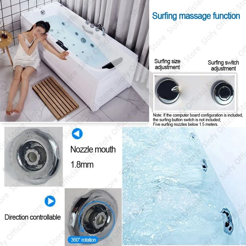 Acrylic Bathtub for Apartment/Family, Multifunctional Bathtub Dual-side Skirt Left Skirt , Bathroom Furniture with Accessories