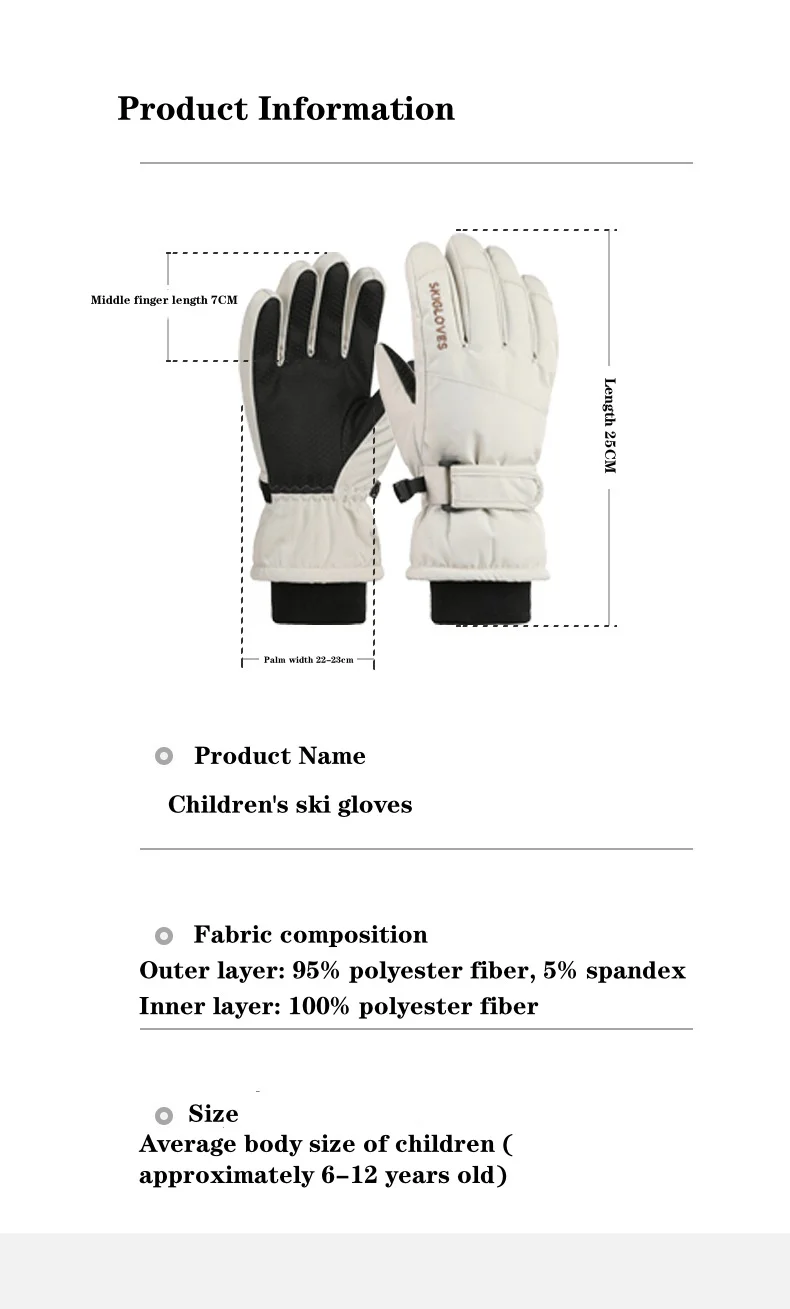 Luvas de esqui quentes de outono, proteção contra o frio nos dedos para ciclismo de inverno, esportes infantis, meninos e meninas, antiderrapante,_voghion.com