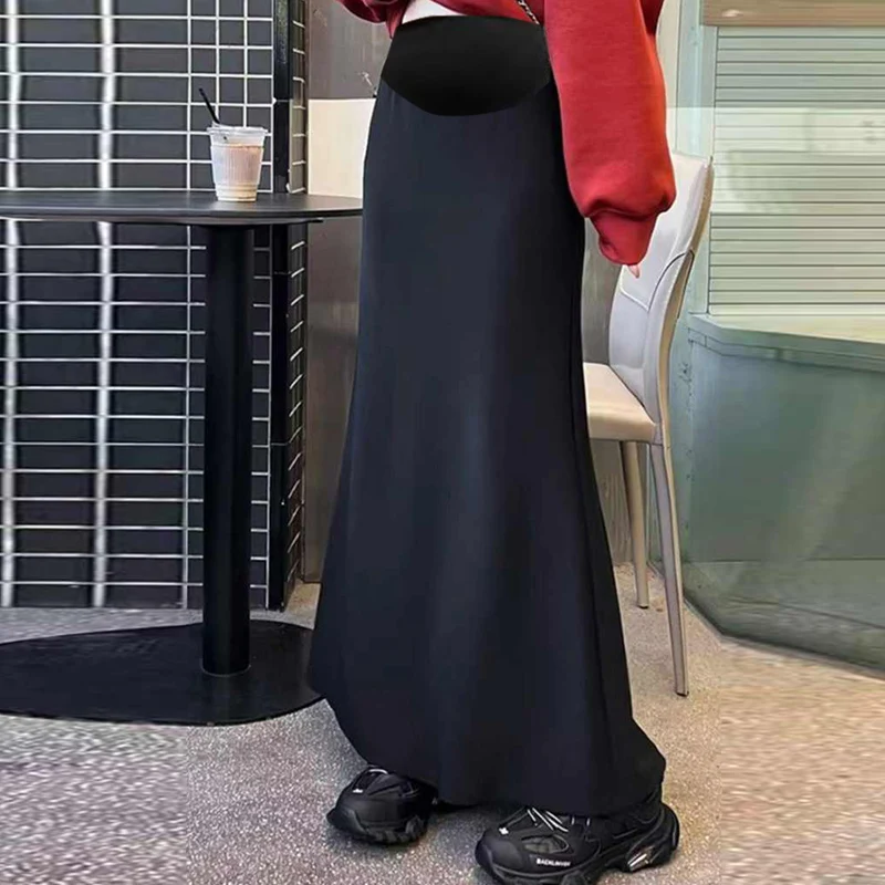 Korean Style Spring Maternity Woolen Fishtail Skirts Tall Women Mermaid Trumpet High Waist Pregnancy Long Loose Skirts