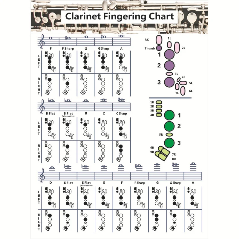 1PC Clarinet Chord Sheet Blackwind Chord Fingering Chart Fingering Practice Chart Copperplate Study Guide Tables