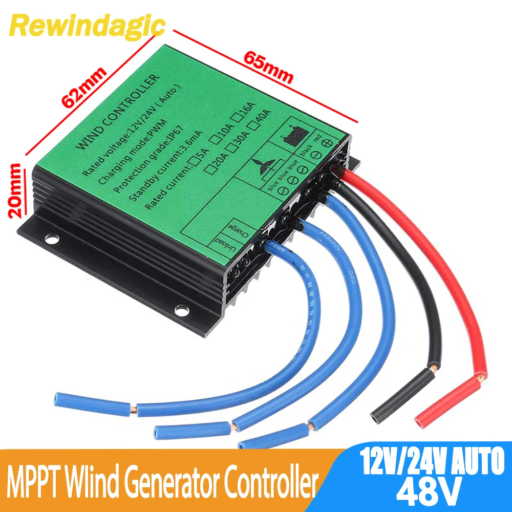 MPPT 100W-1000W เครื่องควบคุมการชาร์จกังหันลม PWM กันน้ำ30A 20A ควบคุมความเร็วลมต่ำเพิ่มแรงดันไฟฟ้า12V 24V อัตโนมัติ48V 1