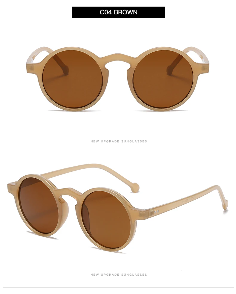 Wandern Kleine Runde Anti Licht Gläser Frauen Vintage Marke Designer Braun Brillen Runde Rahmen Niet Shades Weibliche Damen UV400 – Detail 7