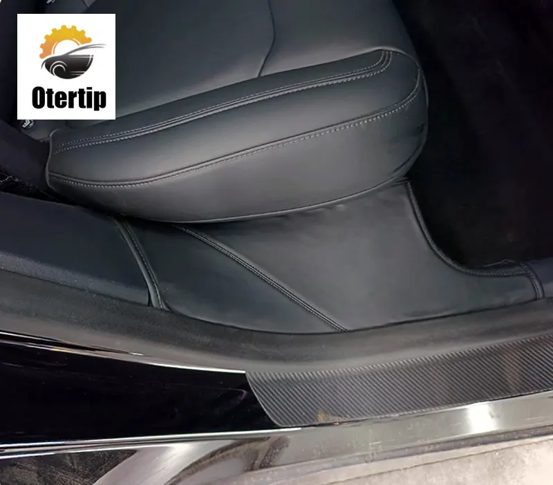 

Otertip Car Rear Door Sill Protector For Tesla Model Y 2022 Leather Rear Seat Anti-dirty Mat Anti Kick Pad Model Y 2023
