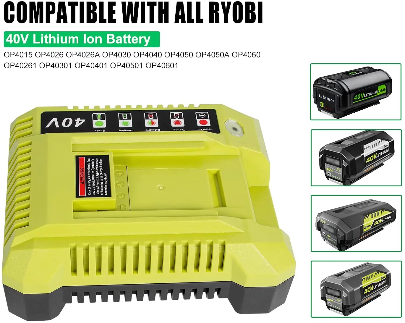 40v Charger For Ryobi Op401 Lithiumion Battery Charger For Op4050a
