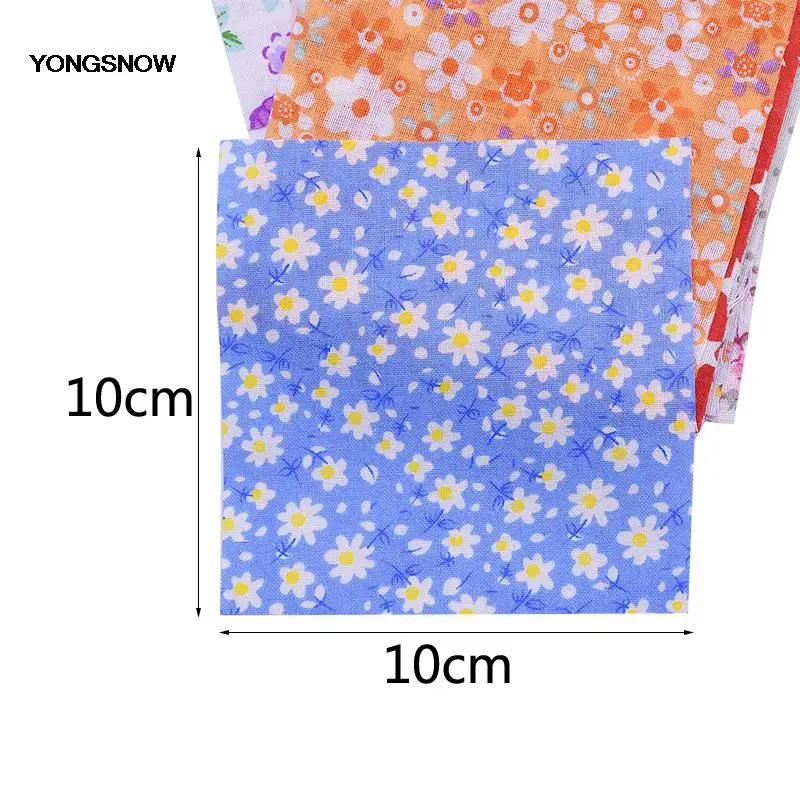 50PCS/lot 10X10cm Cotton Fabric Different Flowers Patterned Handmade Quilting Patchwork Sewing Square Floral Cotton Fabric Craft