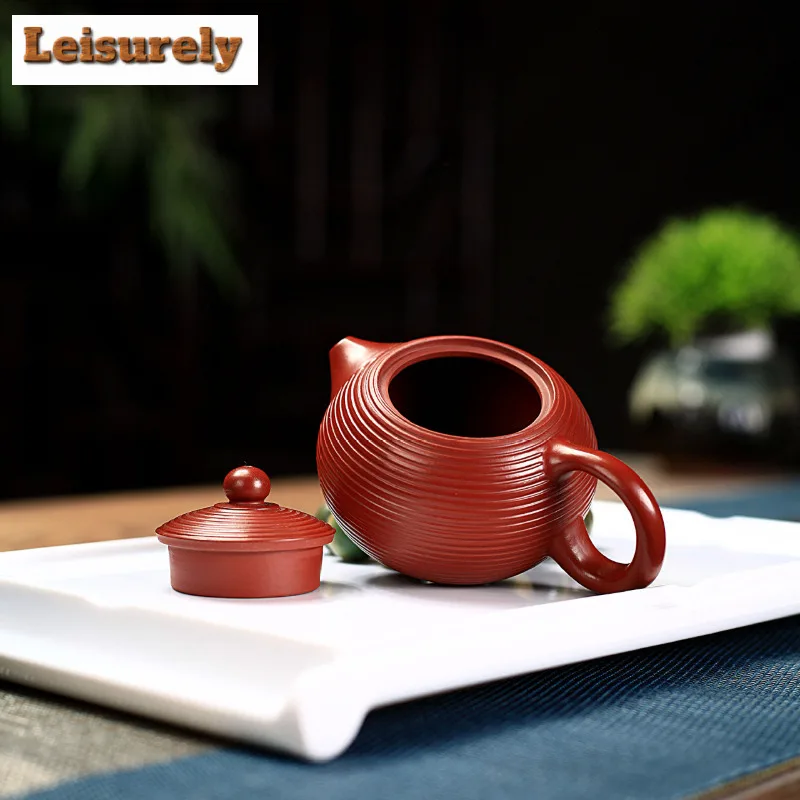 130ml Antique Yixing Purple Clay Teapots Handmade screw thread Xishi Pot Raw Ore Dahongpao Mud Kettle with Filter Zisha Tea Set