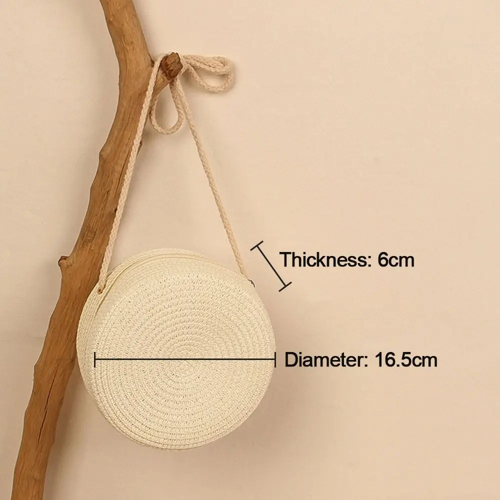 Round Straw Bag Women Woven Beach Crossbody Bag for Ladies Cute Shoulder Rattan Handmade Knitted Candy Color Small Handbag
