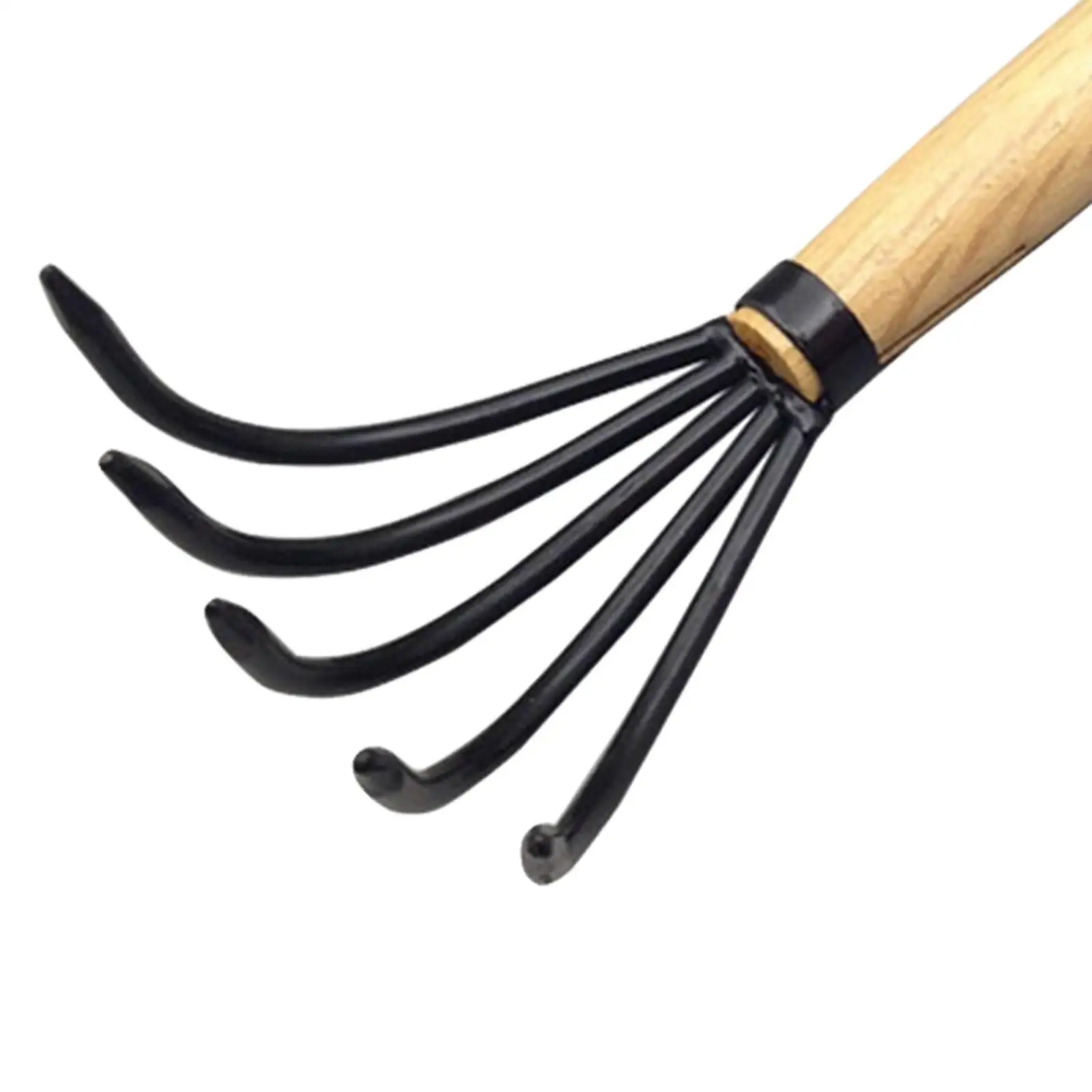 정원 갈퀴 원예 수공구, 나무 손잡이, 소형 핸드 헬드 농업 핸드 레이크, 다용도, 느슨한 토양 뒷마당용, 5 클로