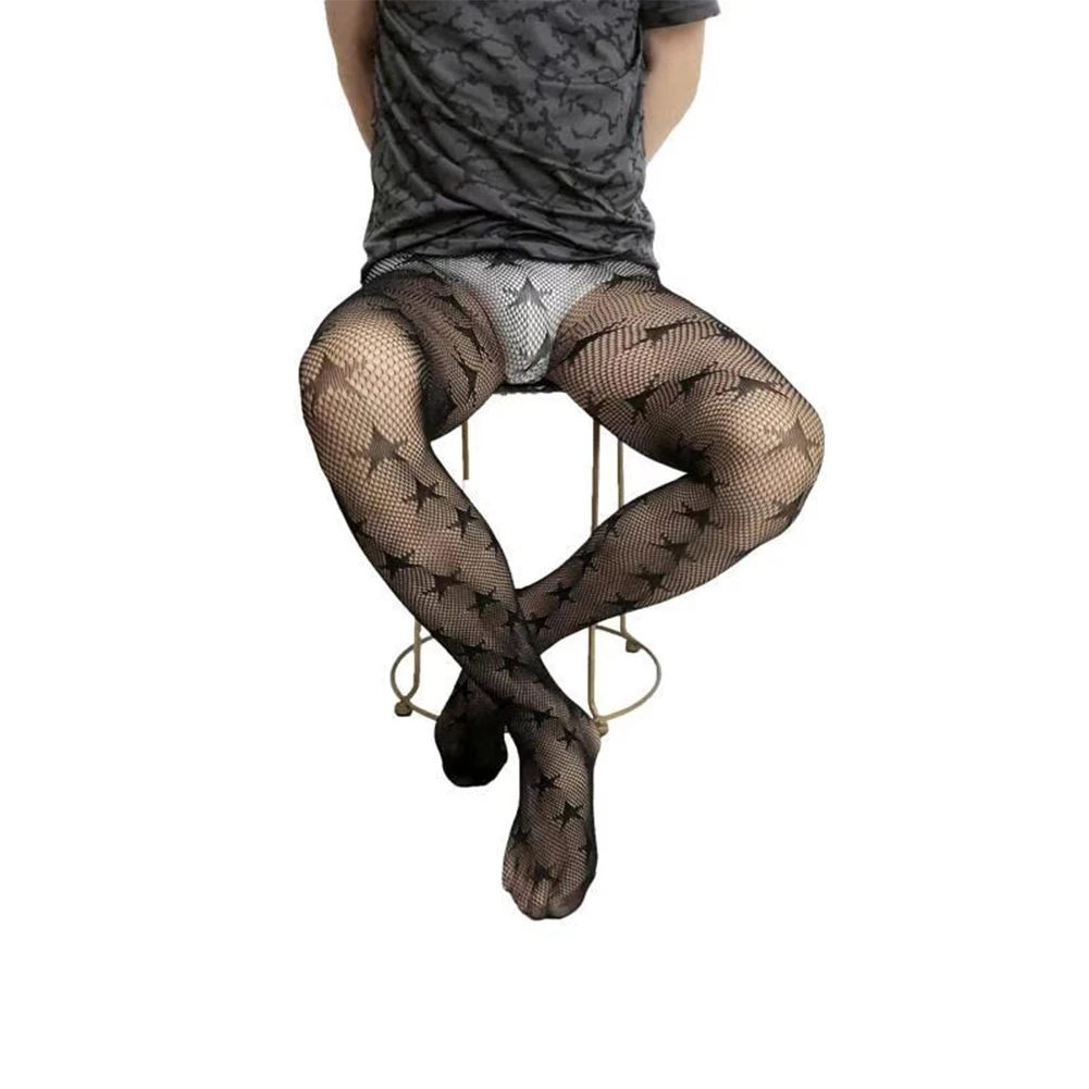 

Sexy Gay Sissy Pantyhose Fishnet Hollow Body Stockings Transparent Ultra-thin Mesh Lingerie Solid Tight Underwear Erotic Wear