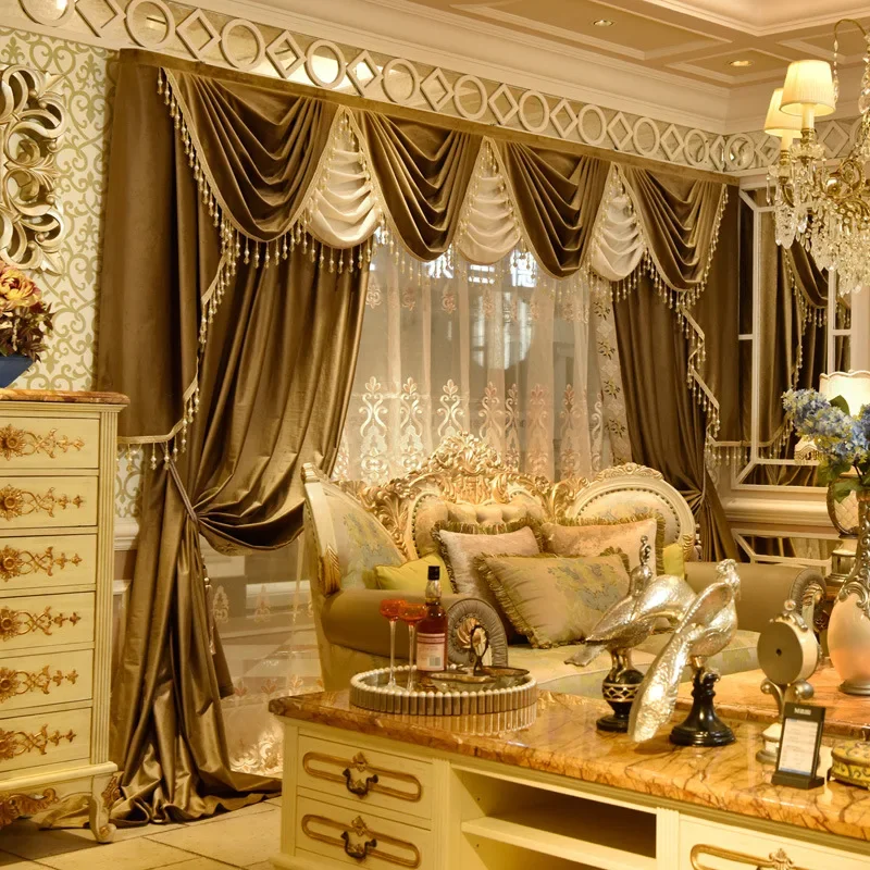 

Curtains for Living Room Palace Simple European Style Silk Velvet Villa Dining Bedroom Kitchen Door