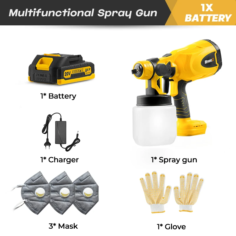 800ML Cordless Spray Gun 3 Spray Patterns High Power HVLP Electric Paint Sprayer for Painting Ceiling Walls Door Power Tools paint sprayer