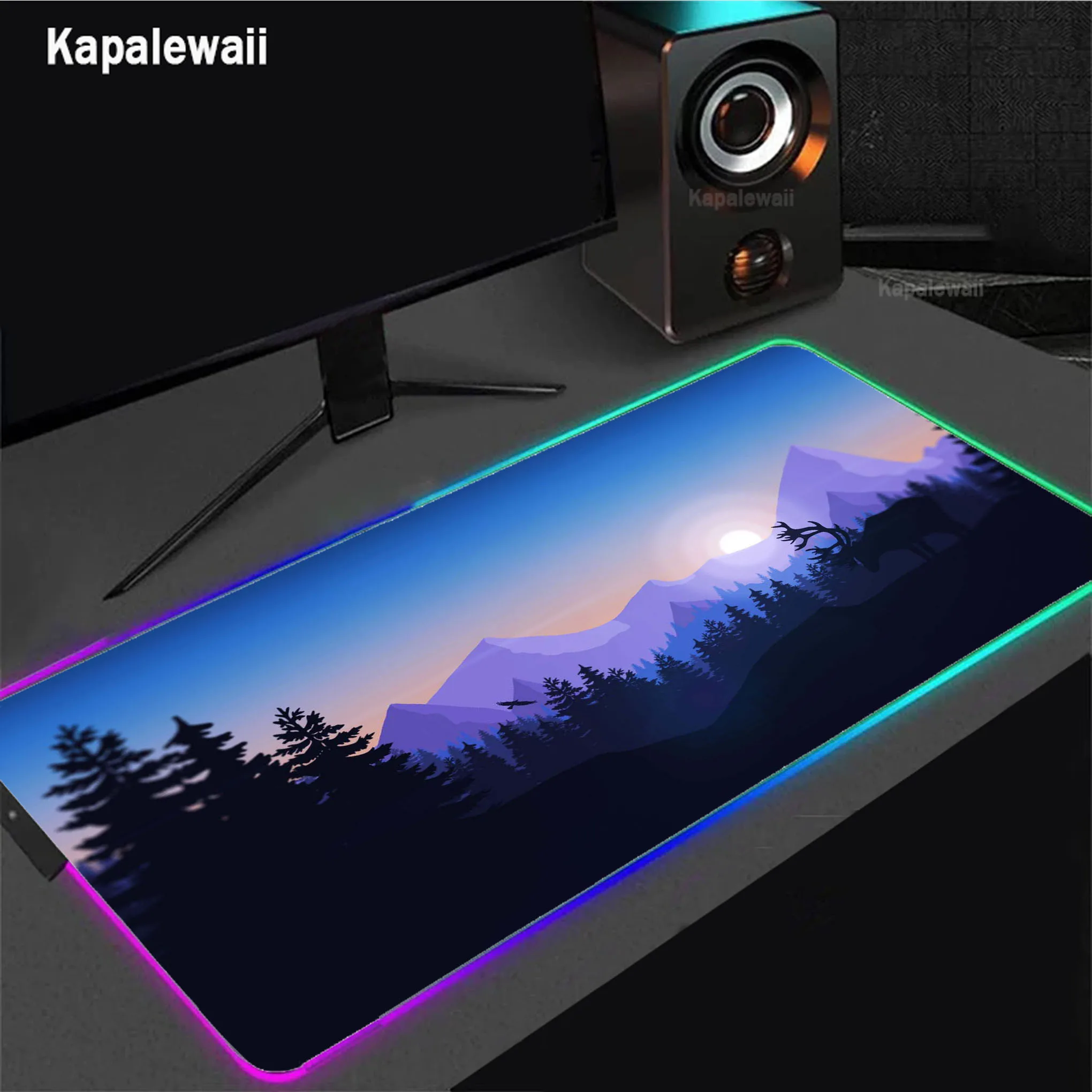 

Firewatch Gamer Mouse Pad RGB Mousepads Locking Edge Mouse Mat Gaming Mousepad LED Anti-slip Keyboard Pads Tapis De Souris XXL